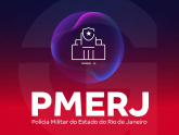 Logo da PMERJ (Polícia Militar do Estado do Rio de Janeiro) com brasão oficial sobre fundo branco